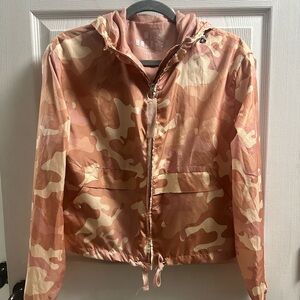 Love Tree Peach Camouflage Full Zip Hooded Windbreaker Jacket Size Small
